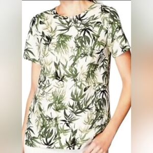 J.Jill Linen Blend Bamboo Print Short Sleeve Top, Size S